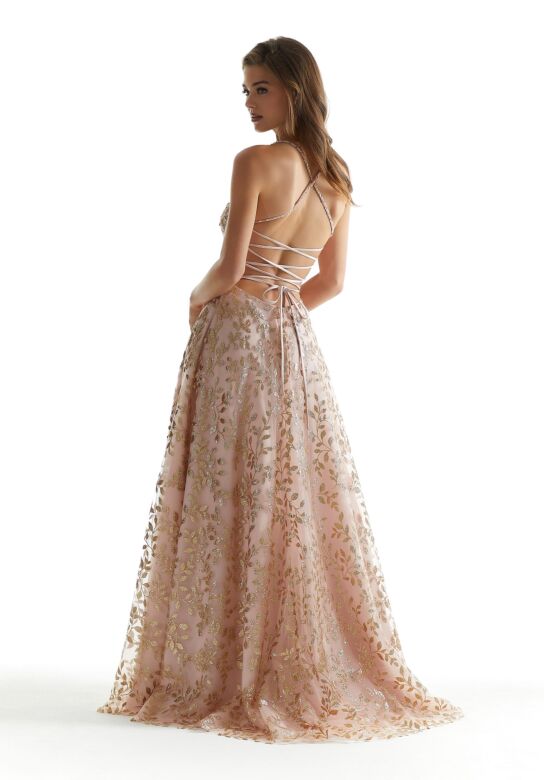 Mori Lee 48056 Lace-Up Back Glitter Dress