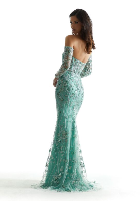 Mori Lee 49002 Detached Sleeves Floral Corset Dress