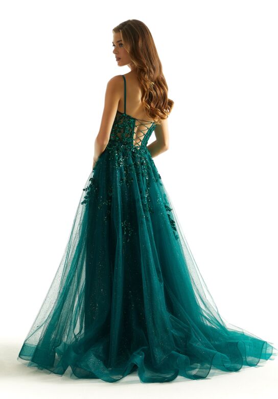 Mori Lee 49023 High Slit Sheer Corset Dress