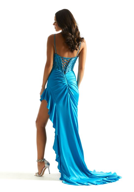Mori Lee 49030 Asymmetrical Skirt Lace Corset Dress