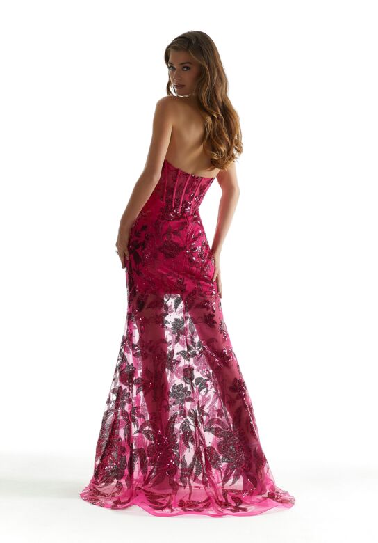 Mori Lee 49032 Sheer Skirt Floral Sequin Dress