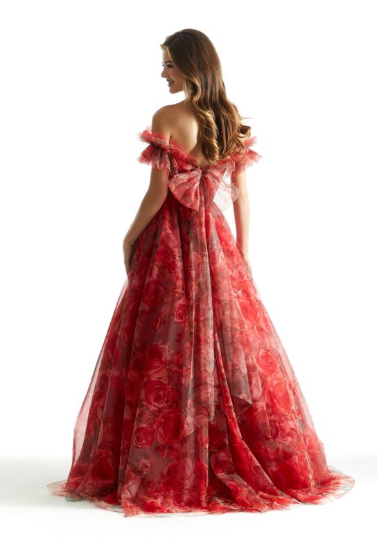 Mori Lee 49057 Ruffle Shawl Strapless Floral Dress