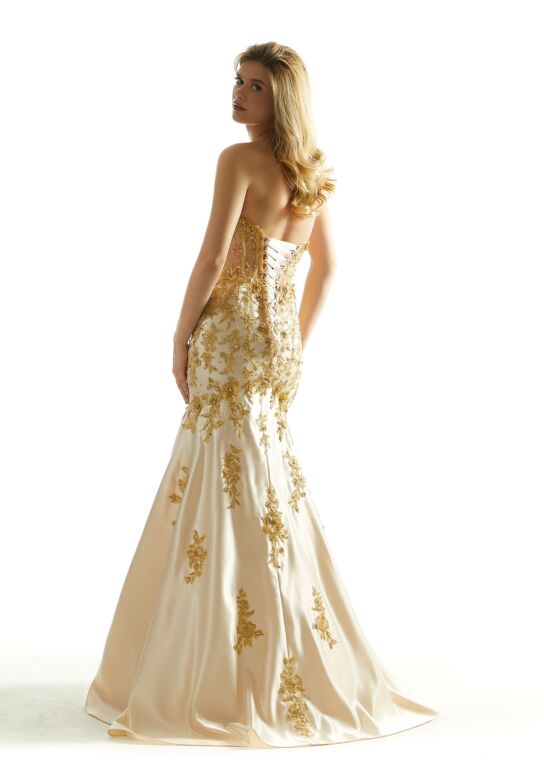Mori Lee 49060 Plunging Neckline Strapless Floral Dress