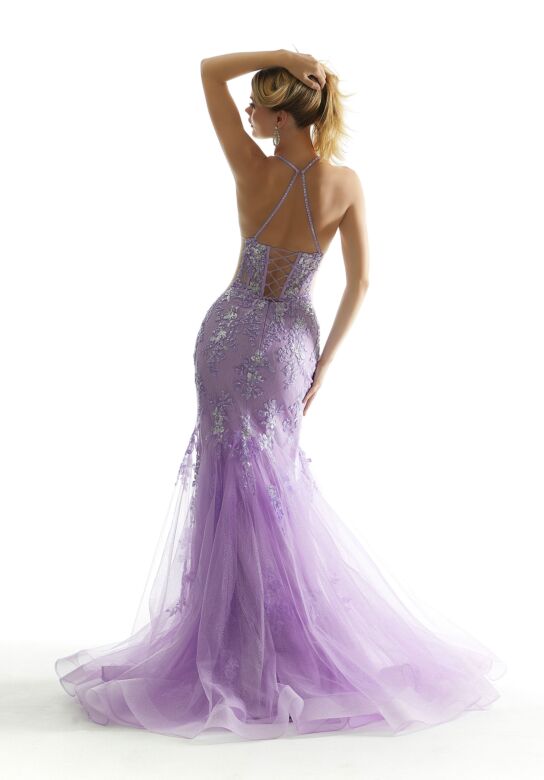 Mori Lee 49073 Halter Neck Strappy Back Dress
