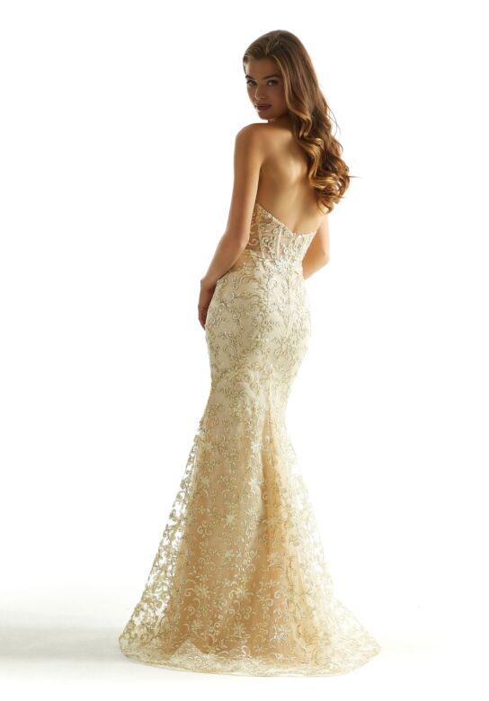 Mori Lee 49082 Beaded Lace Strapless Dress