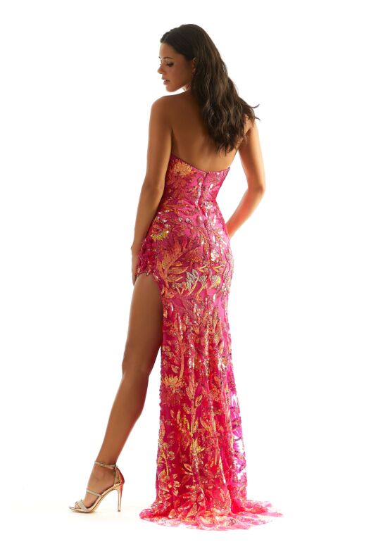Mori Lee 49087 Cutaway Slit Strapless Floral Dress