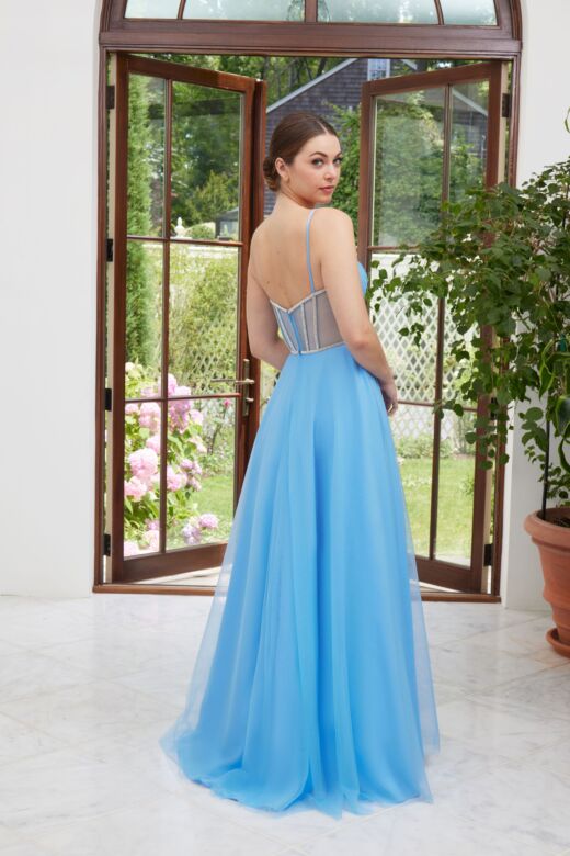 Mori Lee 49114 Illusion Corset Slit Skirt Dress
