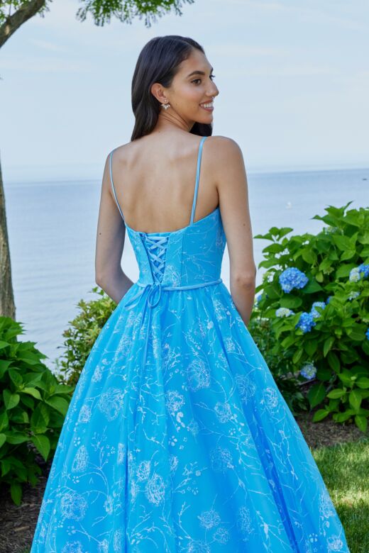 Mori Lee 49153 Sweetheart Neckline Floral Glitter Dress