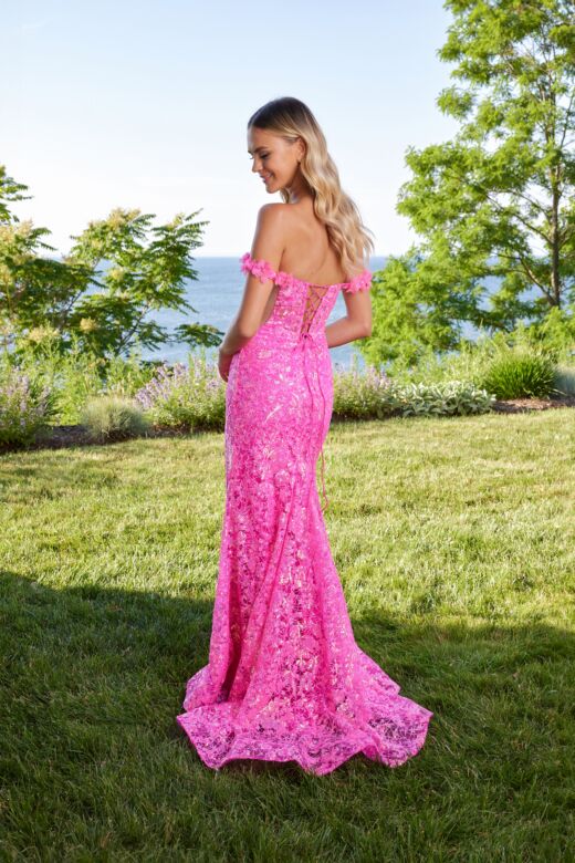 Mori Lee 49188 Off The Shoulder Floral Sequin Dress