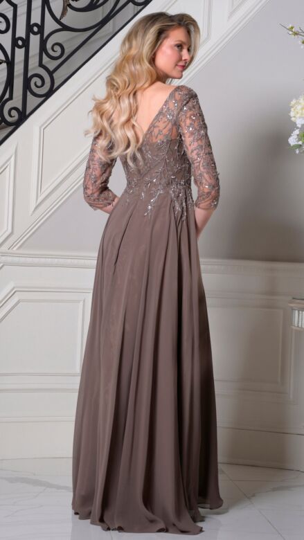 Marsoni M340SL A-Line Chiffon Sheer Sleeve Dress