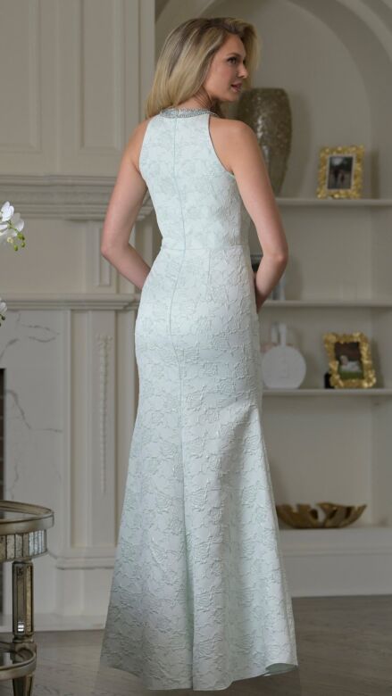 Marsoni M356 High Slit Jacquard Draped Skirt Dress