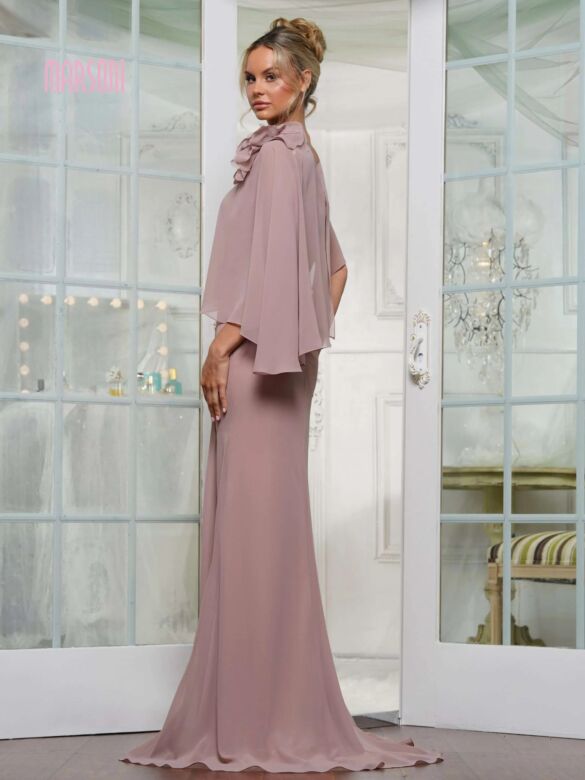 Marsoni MV1347 Cape Sleeve Floral Applique Dress