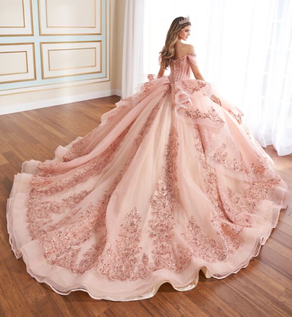 Princesa by Ariana Vara PR30171 Ruffle Overskirt Beaded Quince Dress