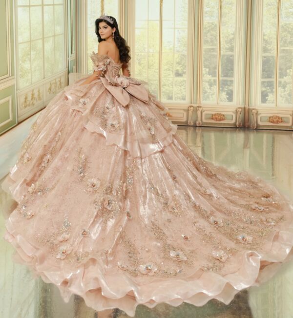 Princesa by Ariana Vara PR70106 Back Bow Tiered Skirt Quince Dress