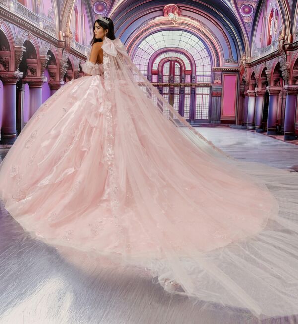 Princesa by Ariana Vara PR30227 Illusion Top Applique Quinceanera Gown