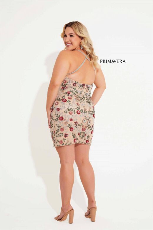 Primavera Couture 14060 V-Neck Floral Plus Size Dress