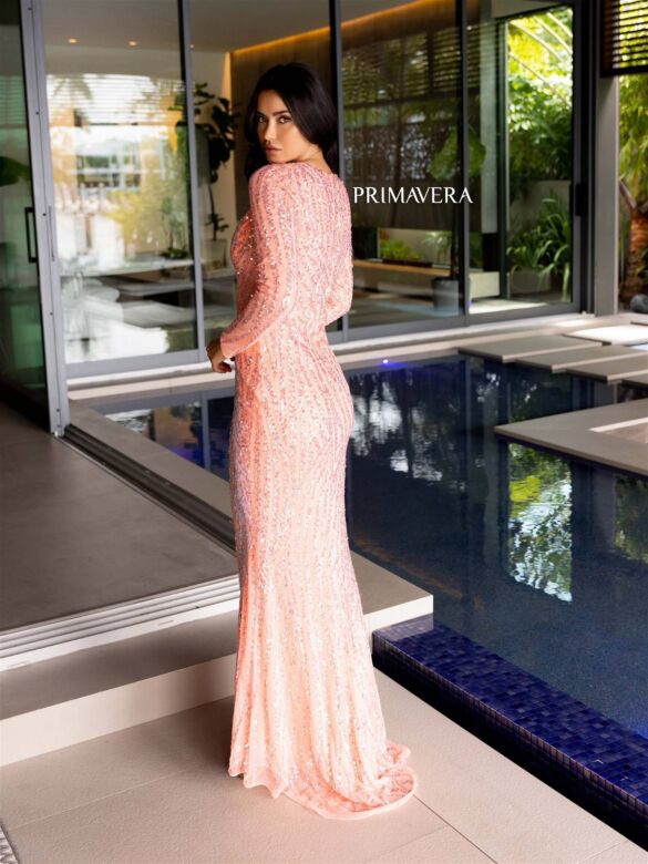 Primavera Couture 12117 Long Sleeve Jewel Neck Dress