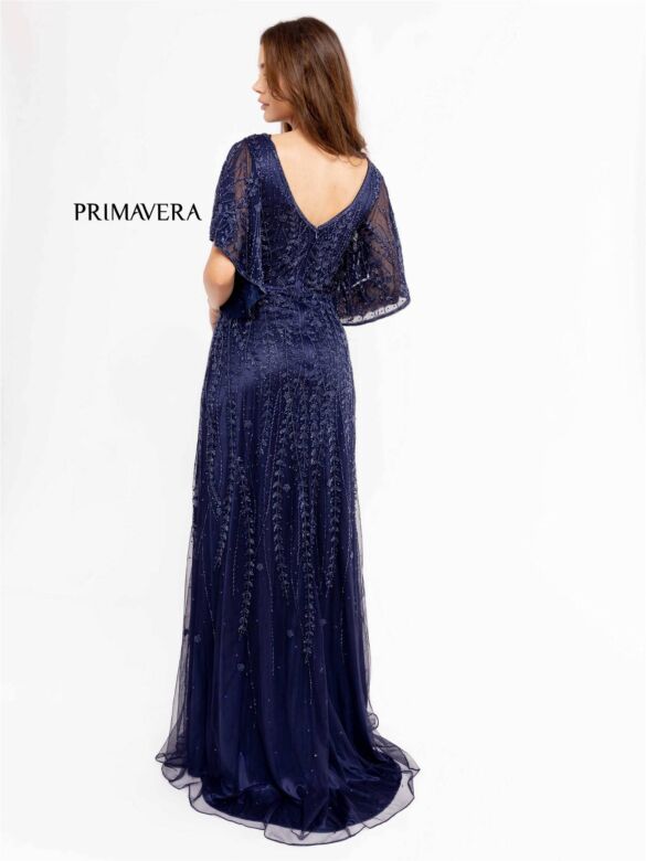 Primavera Couture 13101 Bateau Neck Beaded V-Back Dress