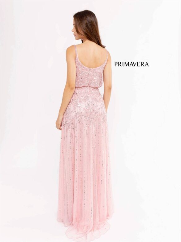 Primavera Couture 13104 Spaghetti Strap Beaded Blouson Top Dress