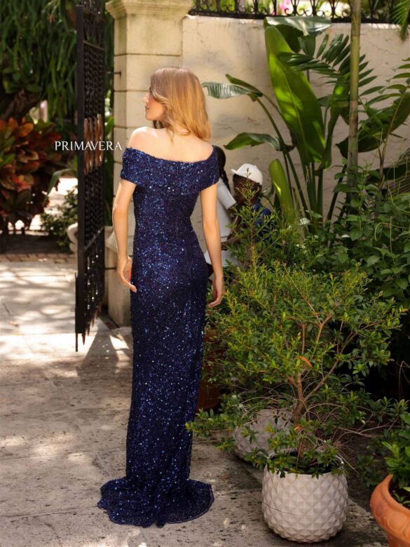 Primavera Couture 13121 Off-The-Shoulder Sequined Dress