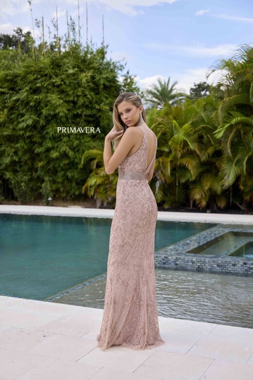 Primavera Couture 13132 V-Back Beaded Sleeveless Dress