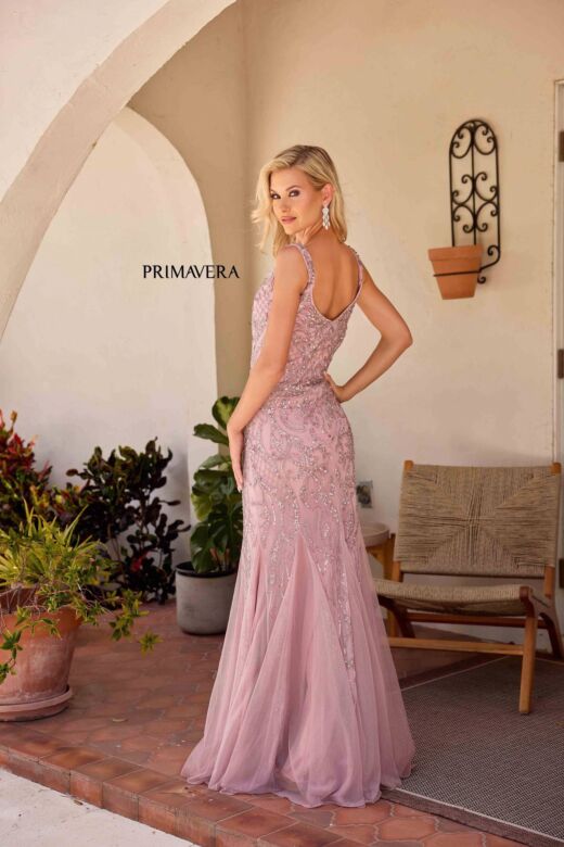 Primavera Couture 13143 Slim Strap Beaded Mermaid Dress