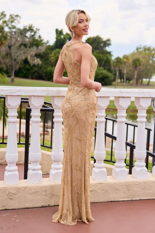 Primavera Couture 13166 Halter Neck Beaded Dress