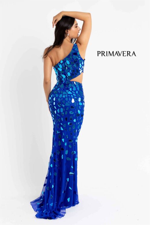 Primavera Couture 3623 High Slit One-Shoulder Embellished Dress