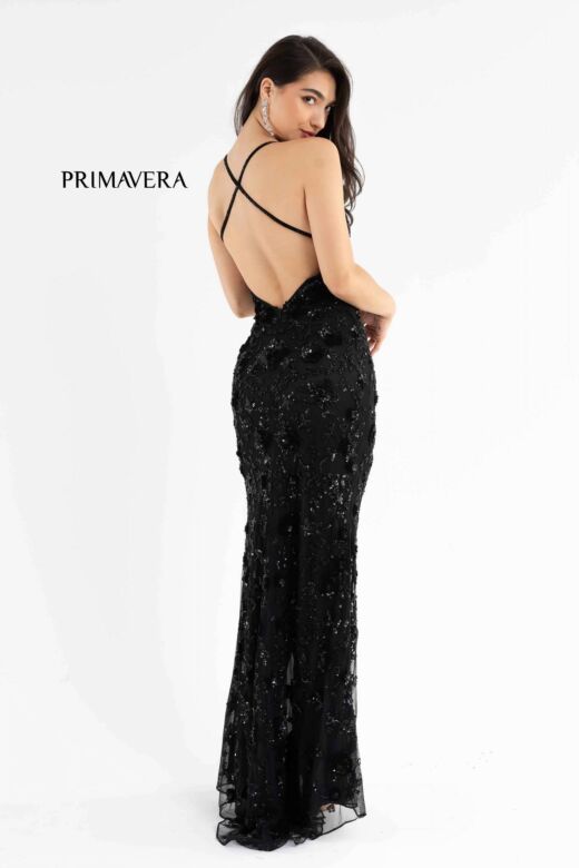 Primavera Couture 3731 Beaded Cross Back Dress