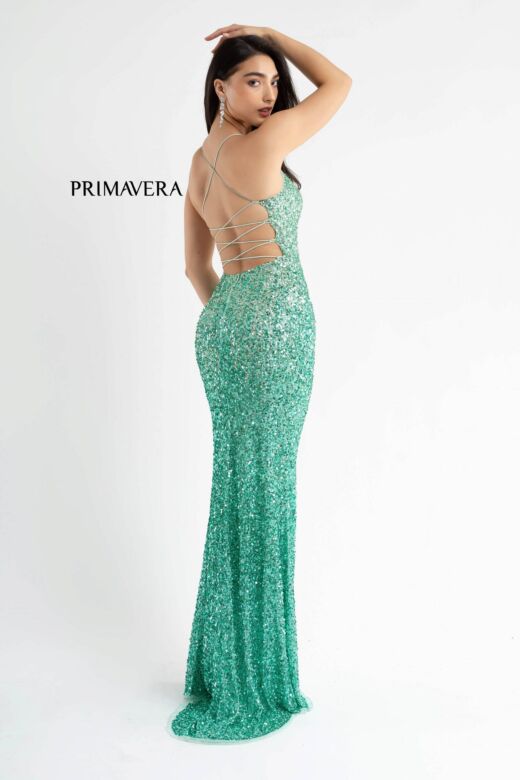 Primavera Couture 3769 Lace-Up Back Sequined Dress