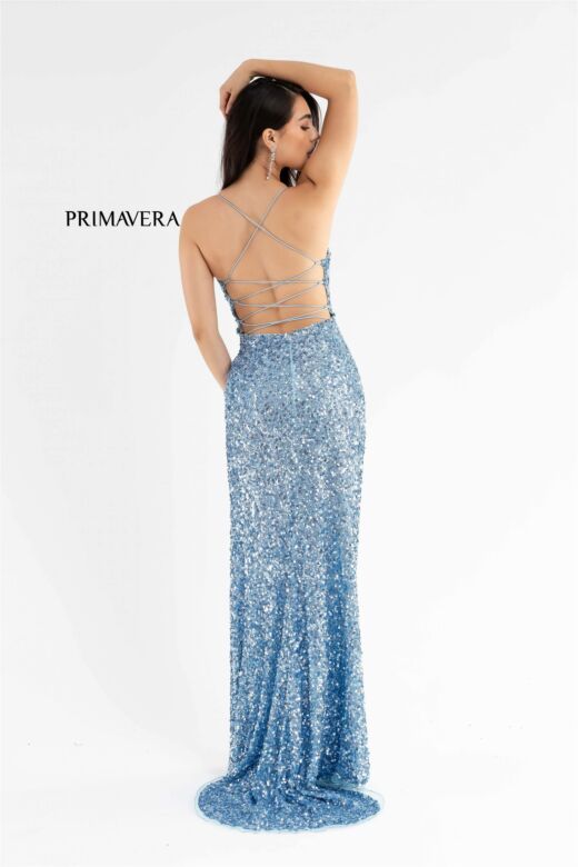 Primavera Couture 3791 Spaghetti Strap Lace-Up Cross Back Dress
