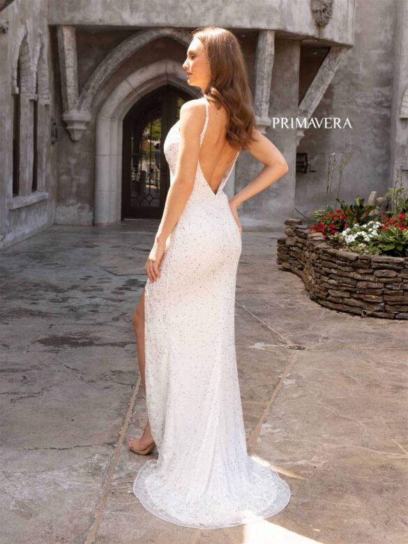 Primavera Couture 3904 V-Back Beaded Sleeveless Dress