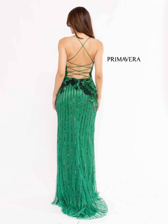 Primavera Couture 3961 Lace-Up Back Beaded Sleeveless Dress