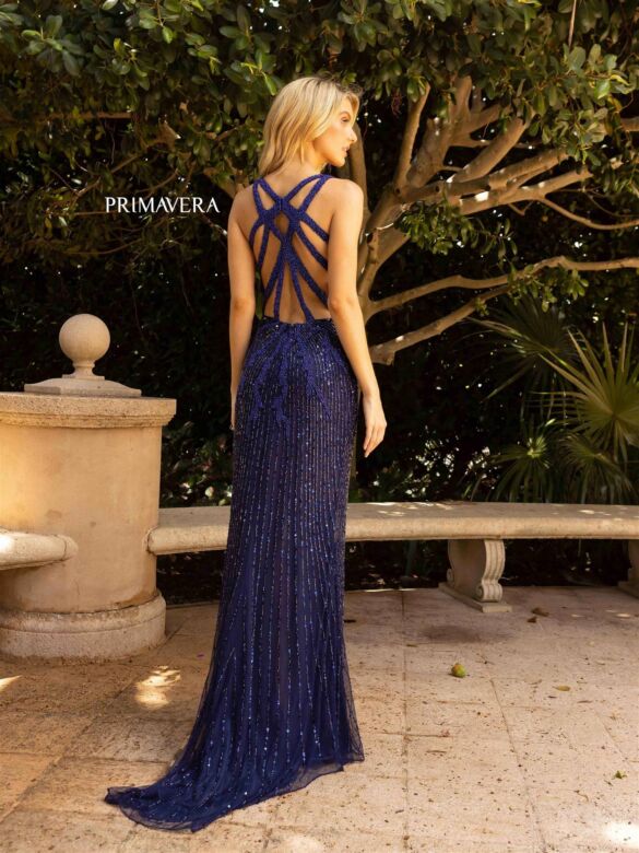 Primavera Couture 3969 Beaded Sleeveless Cutout Back Dress
