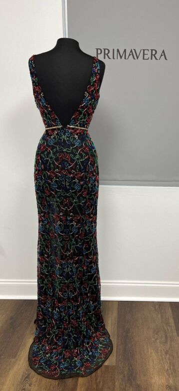 Primavera Couture 3970 High Slit Beaded Sleeveless Dress