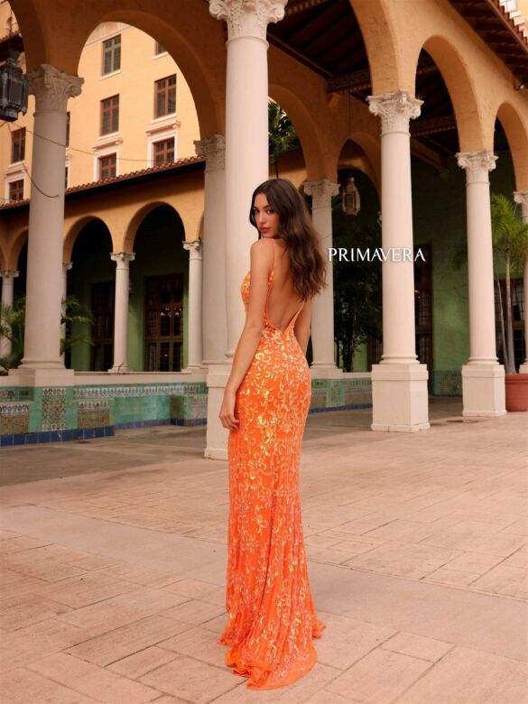 Primavera Couture 4150 Beaded V-Neck Low Back Dress
