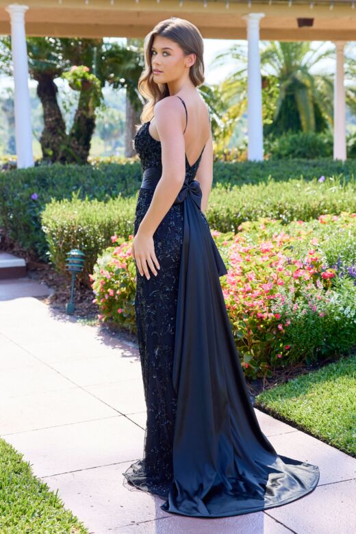 Primavera Couture 4503 Bow Back High Slit Dress