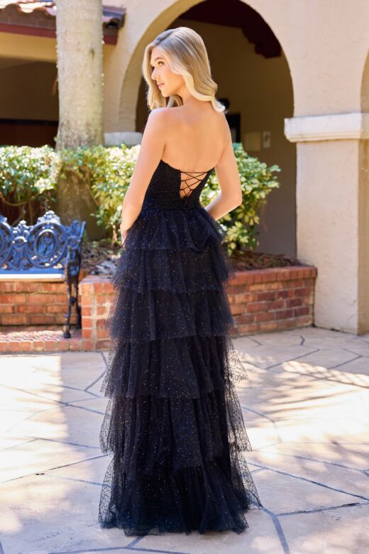 Primavera Couture 4510 Front Cutout A-Line Ruffle Dress