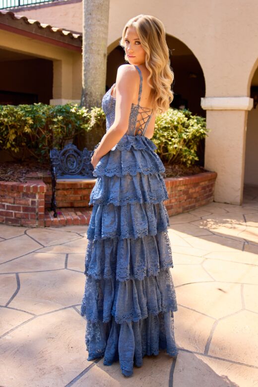 Primavera Couture 4546 A-Line Tiered Lace Dress