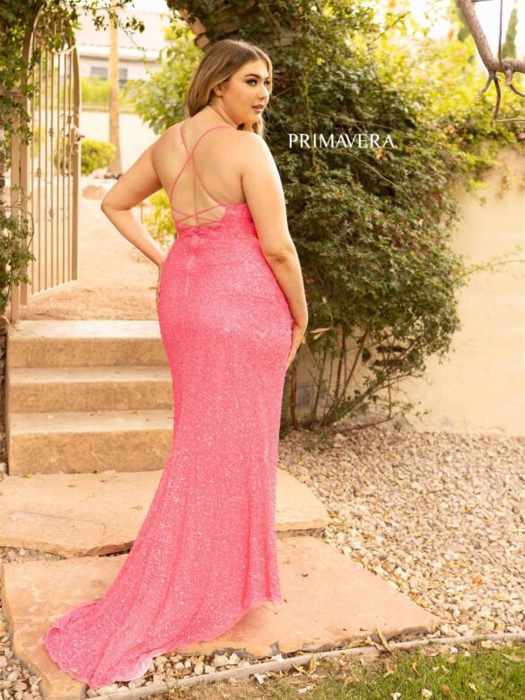 Primavera Couture 14007 High Slit Spaghetti Straps Sequin Dress