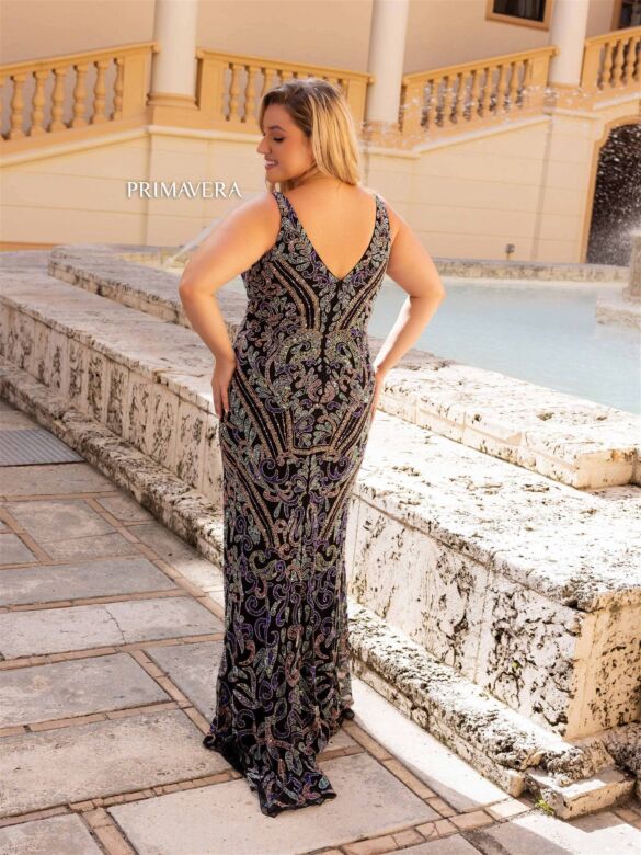 Primavera Couture 14053 V-Back Sleeveless Beaded Dress
