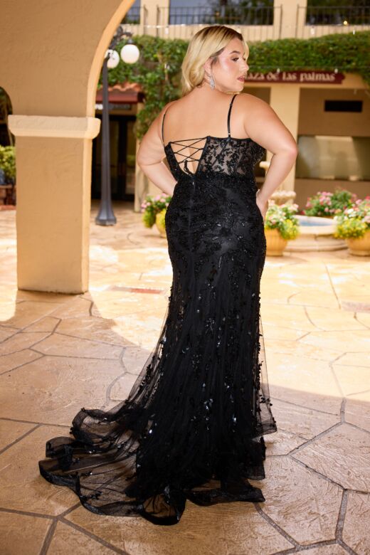 Primavera Couture 14106 Illusion Bodice Lace-Up Back Dress