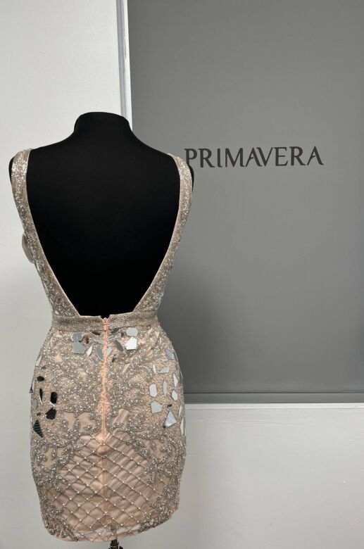 Primavera Couture 3702 Backless V-Neck Embellished Dress