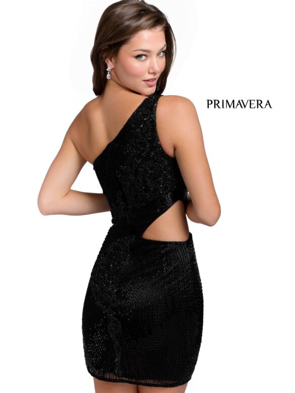 Primavera Couture 3840 Side Cutout One Shoulder Dress