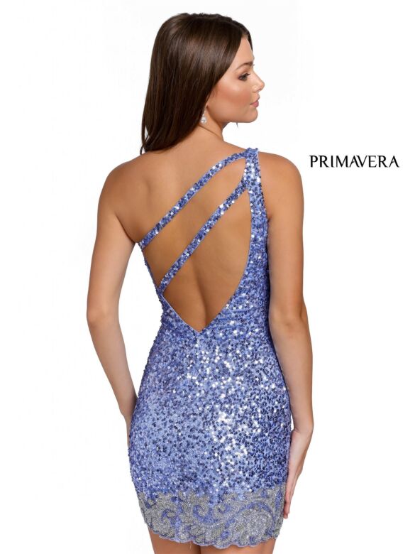 Primavera Couture 3846 Floral Hem One Shoulder Dress