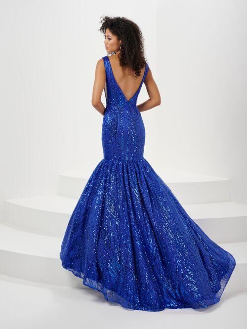 Panoply 14180 Trumpet Silhouette Geometric Sequin Dress - Stock Only