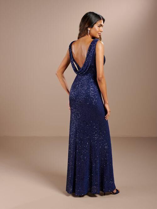 Christina Wu 22207 Cowl Back Sequin Bridesmaid Dress