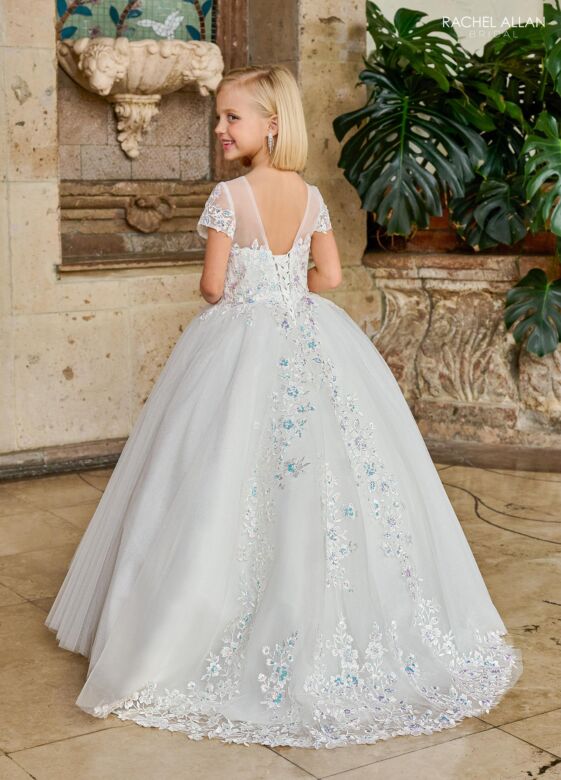 Rachel Allan RB9158 Cap Sleeve Jewel Neck Flower Girl Dress