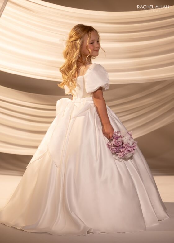Rachel Allan RB9181 Jewel Neckline Puff Sleeves Flower Girl Dress