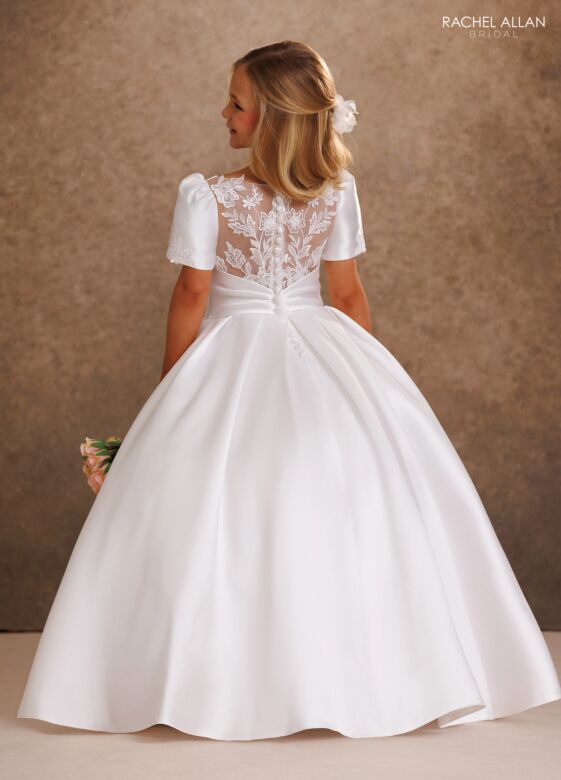 Rachel Allan RB9205 Puff Sleeve Scoop Neck Mikado Dress